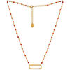 Collier Orusbijoux Collier Argent Dor&eacute; Lingot Et Pierres Naturelles Rouge Rouge