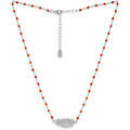 Collier Orusbijoux Collier Argent Rhodi&eacute; Plume Et Pierres Onyx Naturelles Argent&eacute;