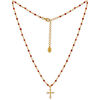 Collier Orusbijoux Collier Argent Dor&eacute; Croix Et Pierres Naturelles Rouge Rouge