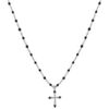Collier Orusbijoux Collier Argent Rhodi&eacute; Croix Et Pierres Naturelles Noir Argent&eacute;