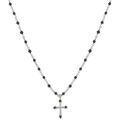 Collier Orusbijoux Collier Argent Rhodi&eacute; Croix Et Pierres Naturelles Noir Argent&eacute; Grenoble