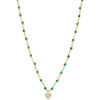 Collier Orusbijoux Collier Argent Dor&eacute; C?ur Diamant&eacute; Et Pierres Onyx Vert Dor&eacute;