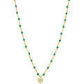 Collier Orusbijoux Collier Argent Dor&eacute; C?ur Diamant&eacute; Et Pierres Onyx Vert Dor&eacute; Grenoble