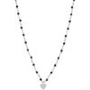 Collier Orusbijoux Collier Argent Rhodi&eacute; C?ur Diamant&eacute; Et Pierres Spinelle Argent&eacute;