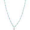 Collier Orusbijoux Collier Argent Rhodi&eacute; Goutte Serti Blanc Pierres Amazonite Argent&eacute;