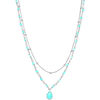 Collier Orusbijoux Collier Argent Rhodier Goutte Doubles Cha&icirc;nes Pierres Argent&eacute;