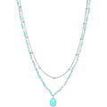 Collier Orusbijoux Collier Argent Rhodier Goutte Doubles Cha&icirc;nes Pierres Argent&eacute; Grenoble