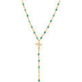 Collier Orusbijoux Collier Argent Dor&eacute; Cravate Croix Et Pierres Onyx Vert Dor&eacute; Grenoble
