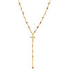 Collier Orusbijoux Collier Argent Dor&eacute; Cravate Croix Et Pierres Quartz Rose Dor&eacute;