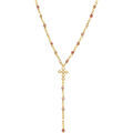 Collier Orusbijoux Collier Argent Dor&eacute; Cravate Croix Et Pierres Quartz Rose Dor&eacute;