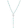 Collier Orusbijoux Collier Argent Rhodi&eacute; Cravate Croix Et Pierres Amazonite Argent&eacute;