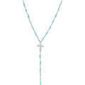 Collier Orusbijoux Collier Argent Rhodi&eacute; Cravate Croix Et Pierres Amazonite Argent&eacute; Grenoble