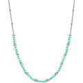 Collier Orusbijoux Collier Argent Rhodi&eacute; Perles Rhodi&eacute; Et Pierres Amazonite Argent&eacute;