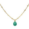 Collier Orusbijoux Collier Argent Dor&eacute; Goutte Pierre Naturelle Onyx Vert Dor&eacute;