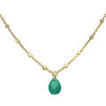 Collier Orusbijoux Collier Argent Dor&eacute; Goutte Pierre Naturelle Onyx Vert Dor&eacute;