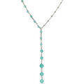 Collier Orusbijoux Collier Argent Rhodi&eacute; Cascade Cravate Pierre Amazonite Argent&eacute;