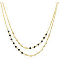 Bijoux Orusbijoux Collier Argent Dor&eacute; Doubles Cha&icirc;nes Pierre Spinelle Noir Dor&eacute; Grenoble