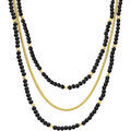 Collier Orusbijoux Collier Argent Triples Chaines Dor&eacute; Et Perles Spinelle Dor&eacute;