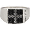 Bijoux Orusbijoux Chevali&egrave;re Argent Moderne Carr&eacute; Pav&eacute;e Pierre Noire Et Croix Argent&eacute;