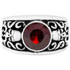 Bijoux Orusbijoux Bague Homme Argent T&ecirc;te De Mort Quartz Couleur Rubis Solo Rouge