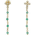 Boucles oreilles Orusbijoux Boucles D'oreilles Argent Dor&eacute;e Croix Zirconium Blanc Dor&eacute;