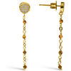 Boucles oreilles Orusbijoux Boucles D'oreilles Argent Dor&eacute; Pendantes Rondes Pierres ?il Dor&eacute;