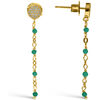 Boucles oreilles Orusbijoux Boucles D'oreilles Argent Dor&eacute; Pendantes Rondes Pierre Onyx Dor&eacute;
