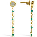 Boucles oreilles Orusbijoux Boucles D'oreilles Argent Dor&eacute; Pendantes Rondes Pierre Onyx Dor&eacute; Grenoble