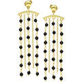 Boucles oreilles Orusbijoux Boucles D'oreilles Fil Argent Dor&eacute; Multi-chaines Pierres Dor&eacute; Grenoble