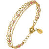 Bijoux Orusbijoux Bracelet Argent Dor&eacute; Triple Chaine Petite Perles Pierre Dor&eacute;