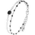 Bracelets Orusbijoux Bracelet En Argent Rhodi&eacute; Double Chaine Pierres Naturelles Argent&eacute;