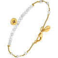 Bijoux Orusbijoux Bracelet Cha&icirc;ne Argent Dor&eacute; Avec Pierres De Lune Blanche Et Dor&eacute;