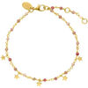 Bijoux Orusbijoux Bracelet Argent Dor&eacute; &eacute;toiles Pierres Naturelles Quartz Rose Dor&eacute;
