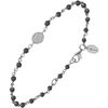 Bracelets Orusbijoux Bracelet Argent Rhodi&eacute; M&eacute;daillon Serti Blanc Et Pierre Argent&eacute;