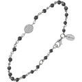 Bracelets Orusbijoux Bracelet Argent Rhodi&eacute; M&eacute;daillon Serti Blanc Et Pierre Argent&eacute;