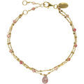 Bracelets Orusbijoux Bracelet En Argent Dor&eacute; Double Chaine Pierres Naturelles Dor&eacute; Grenoble