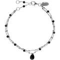 Bracelets Orusbijoux Bracelet En Argent Rhodi&eacute; Double Chaine Pierres Naturelles Argent&eacute;