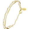 Bijoux Orusbijoux Bracelet Argent Dor&eacute; Doubles Chaines Barrettes Perles Dor&eacute;
