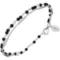 Bijoux Orusbijoux Bracelet Argent Rhodi&eacute; Doubles Chaines Barrettes Pierres Argent&eacute;