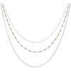 Collier Orusbijoux Collier Argent Rhodi&eacute; Triple Collier Petite Perles Pierre Argent&eacute;