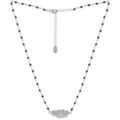 Collier Orusbijoux Collier Argent Rhodi&eacute; Plume Et Pierres Spinelle Naturelles Argent&eacute;
