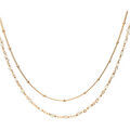 Bijoux Orusbijoux Collier Argent Dor&eacute; Double Chaine Et Pierres Naturelles Dor&eacute;