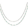 Collier Orusbijoux Collier Argent Rhodi&eacute; Double Chaine Et Pierre Naturelle Argent&eacute;