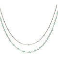Colliers sur Grenoble : Collier Orusbijoux Collier Argent Rhodi&eacute; Double Chaine Et Pierre Naturelle Argent&eacute;