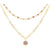 Collier Orusbijoux Collier Argent Dor&eacute; Double Chaine Pampille Et Pierres Dor&eacute;
