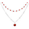 Collier Orusbijoux Collier Argent Rhodi&eacute; Double Chaine Et Pierres Naturelles Argent&eacute;