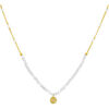 Bijoux Orusbijoux Collier Cha&icirc;ne Argent Dor&eacute; Avec Pierres De Lune Blanche Et Dor&eacute;