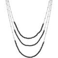 Bijoux Orusbijoux Collier Argent Rhodi&eacute; Trois Chaines Et Pierres Naturelles Argent&eacute;
