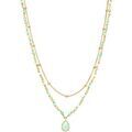 Collier Orusbijoux Collier Argent Dor&eacute; Goutte Doubles Cha&icirc;nes Pierres Dor&eacute; Grenoble