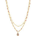 Collier Orusbijoux Collier Argent Dor&eacute; Goutte Doubles Cha&icirc;nes Pierres Quartz Dor&eacute;